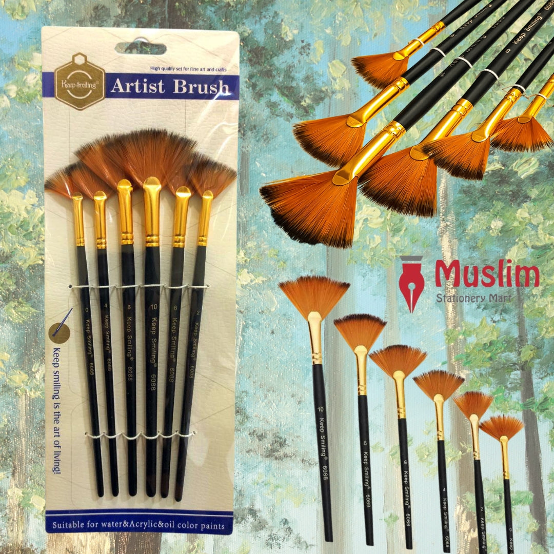 Keep Smiling Fan Artist Brush Set Of 6